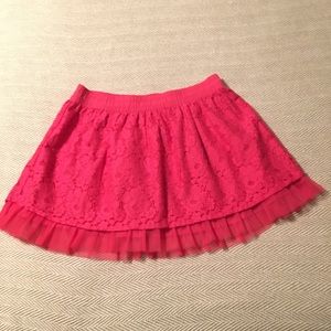 Girls pink lace skirt